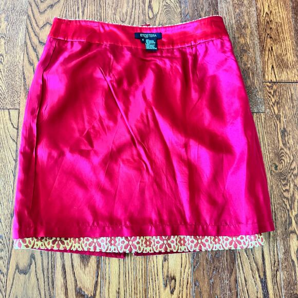 Vintage Etcetera Burnout Skirt 4 Carpet Tapestry Textured Y2K Zipper Red Gold - Picture 10 of 10
